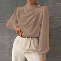 Damesblouse met lange mouwen en gedrapeerd detail