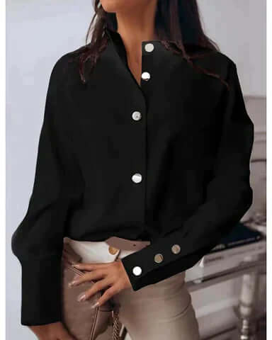 Damesblouse met lange mouwen en knoopsluiting