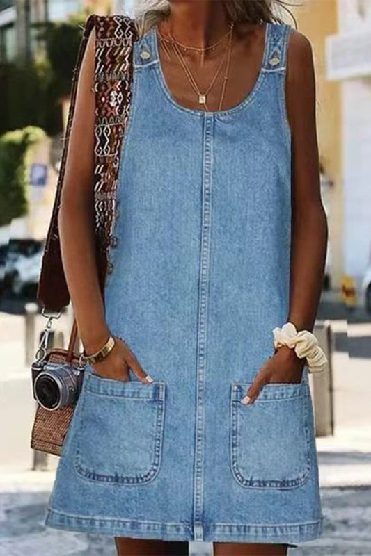 Damesjurk in casual streetwear-stijl met comfortabele U-hals en praktische zakken
