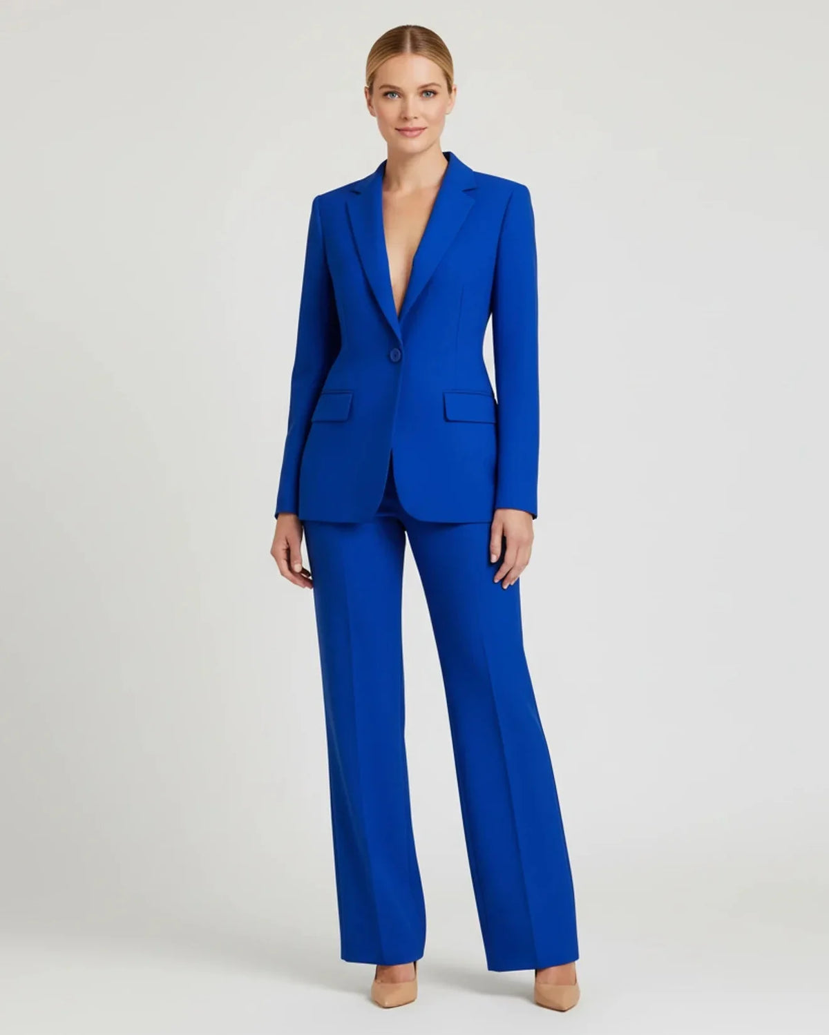 Dameskostuumset met chique lange blazer
