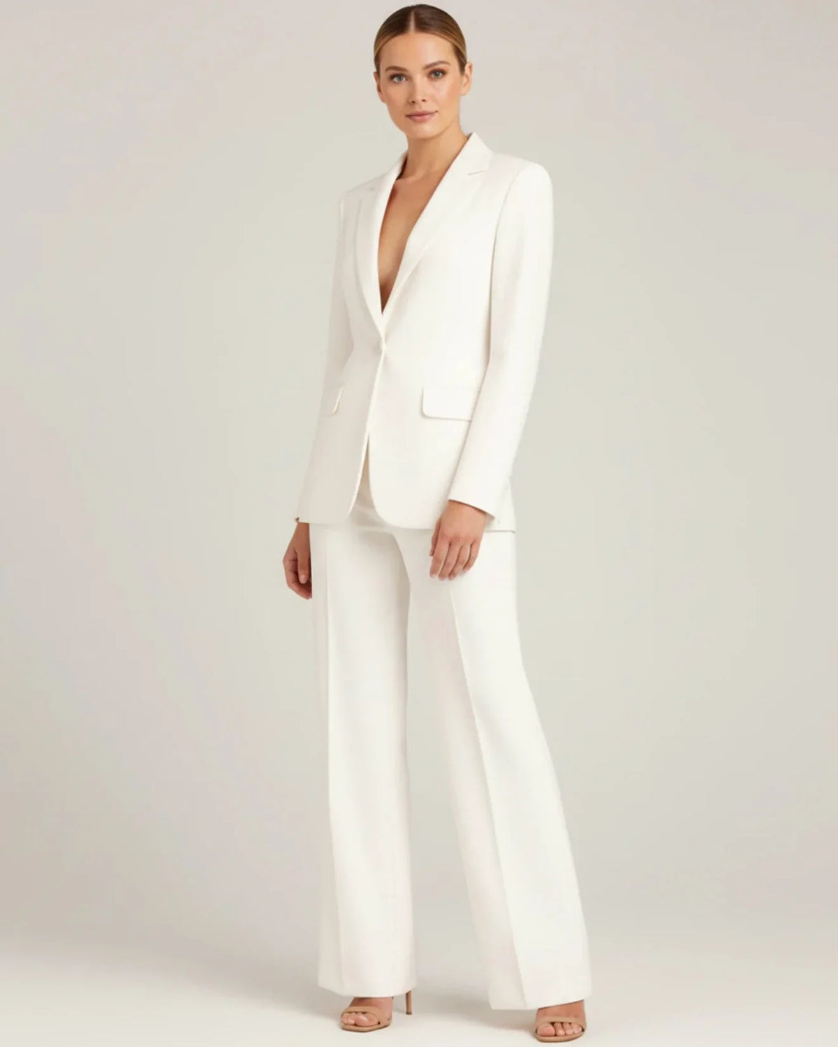 Dameskostuumset met chique lange blazer