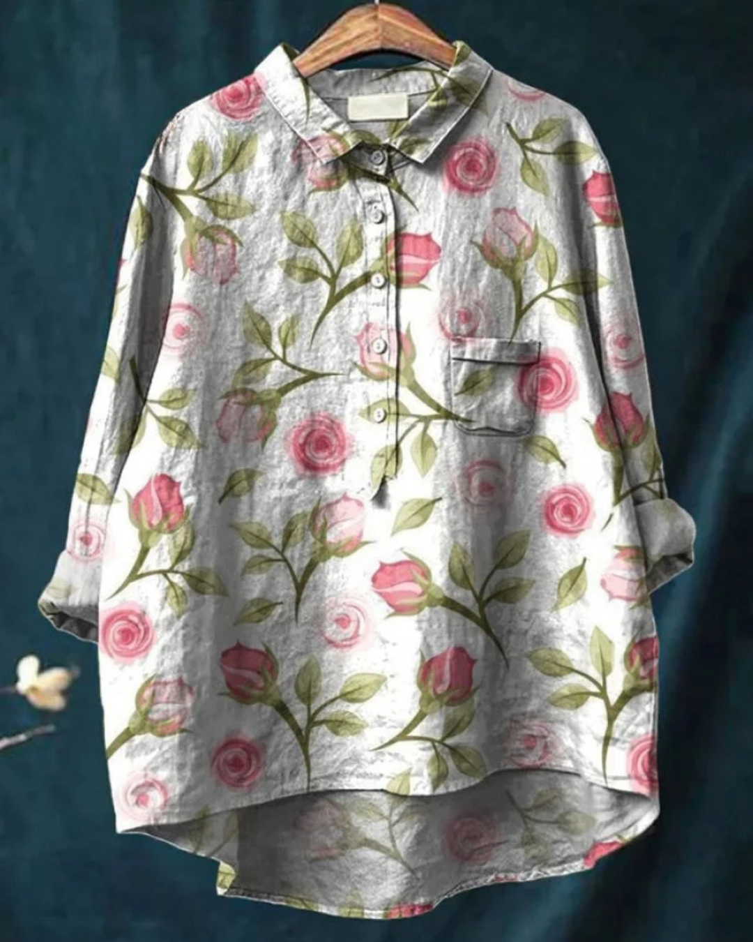 Damesoverhemd met knopen en bloemenprint