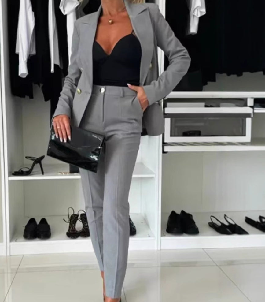 Damespak - Blazer en Elegante Strakke Broek