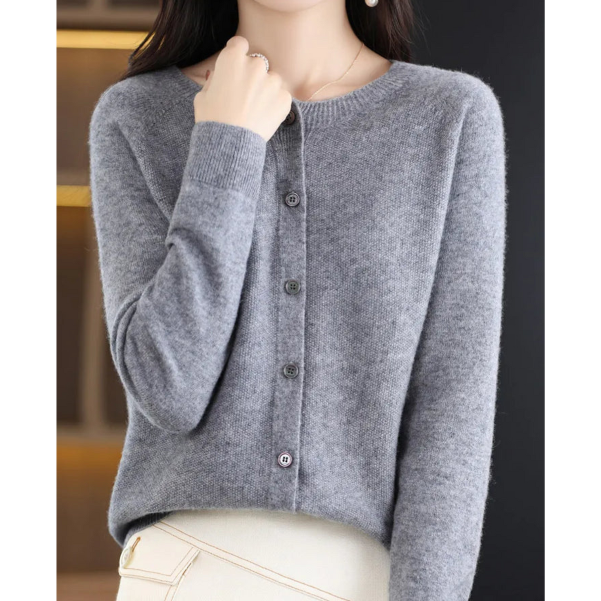 Damesvest met ronde hals en elegant design