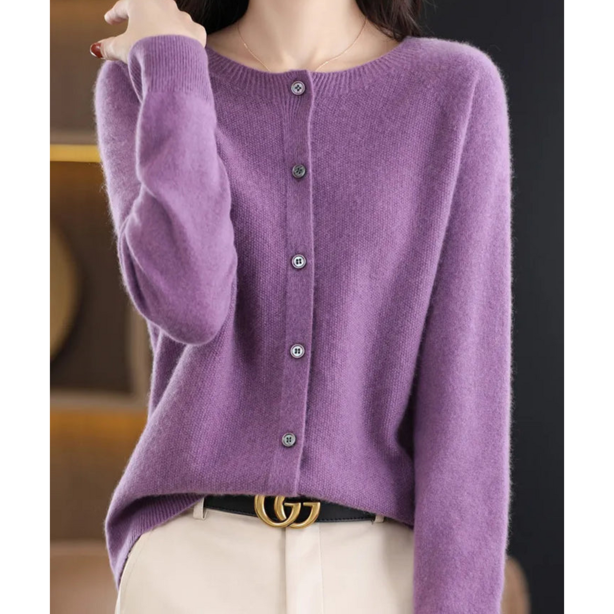 Damesvest met ronde hals en elegant design