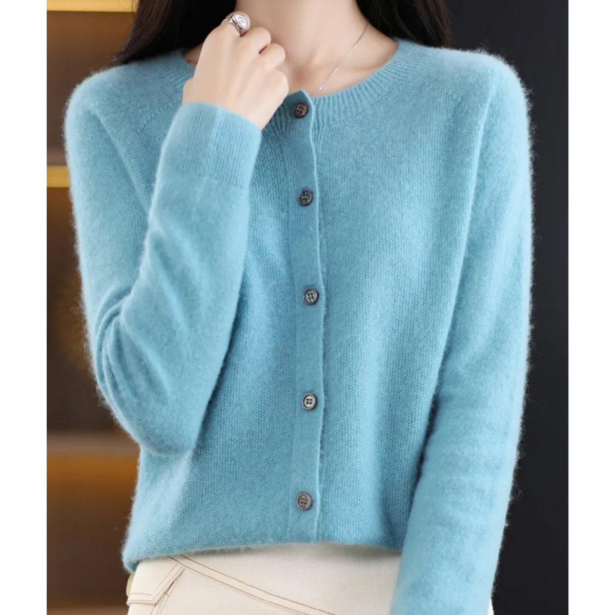 Damesvest met ronde hals en elegant design