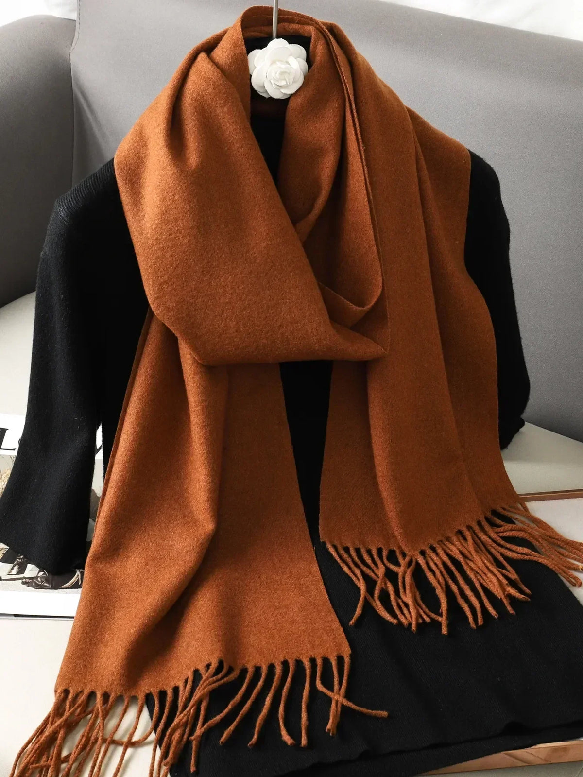 Dameswintersjaal – 62 kleuren, dikke luxe sjaal met franjes, winddicht en warm voor de winter
