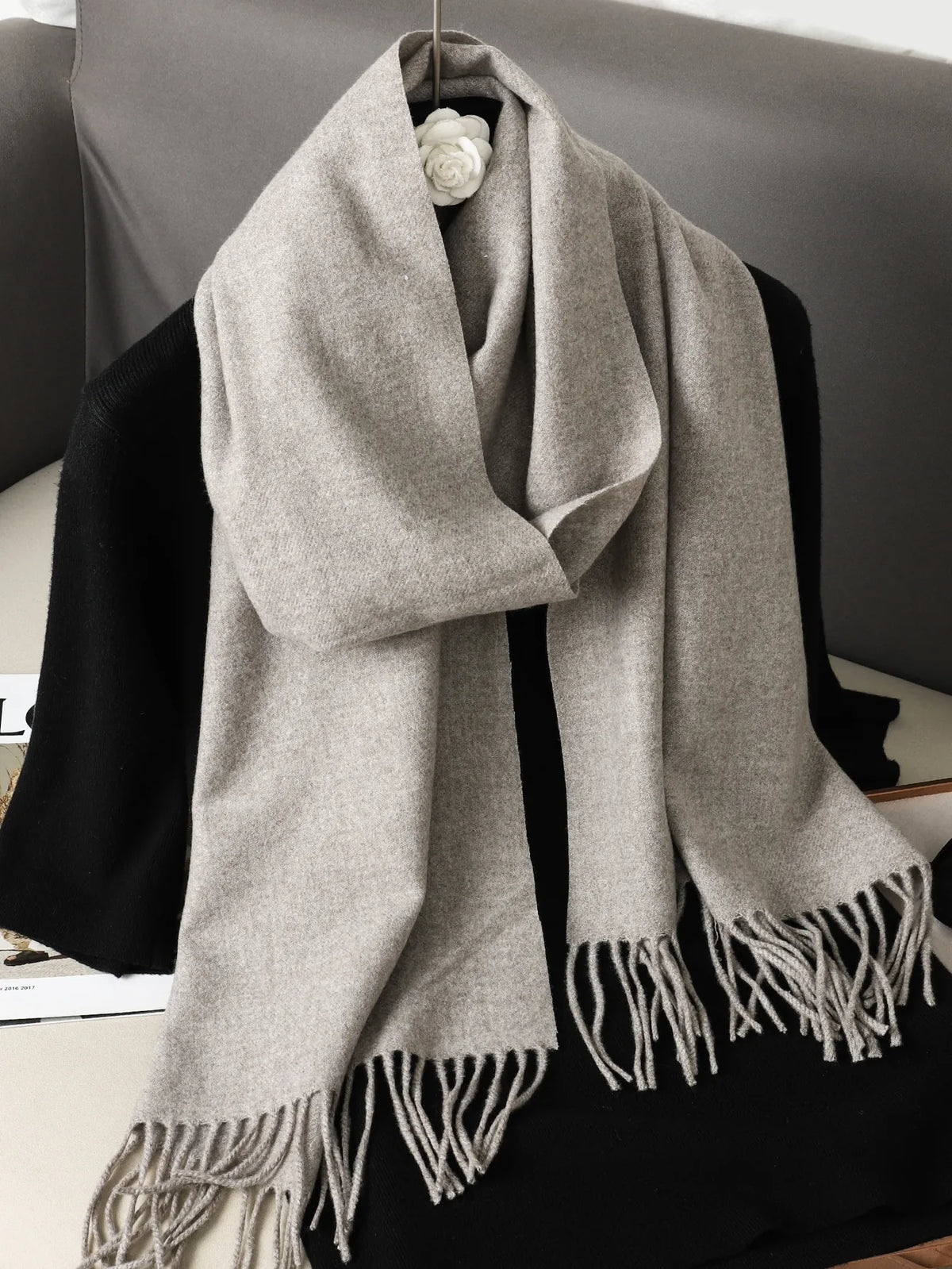 Dameswintersjaal – 62 kleuren, dikke luxe sjaal met franjes, winddicht en warm voor de winter