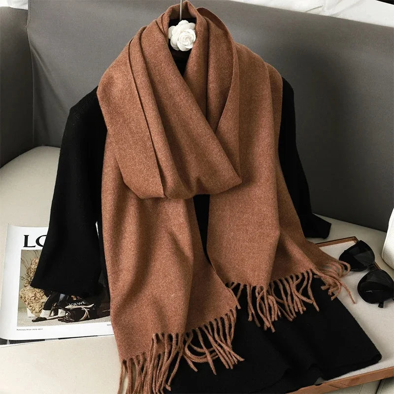 Dameswintersjaal – 62 kleuren, dikke luxe sjaal met franjes, winddicht en warm voor de winter