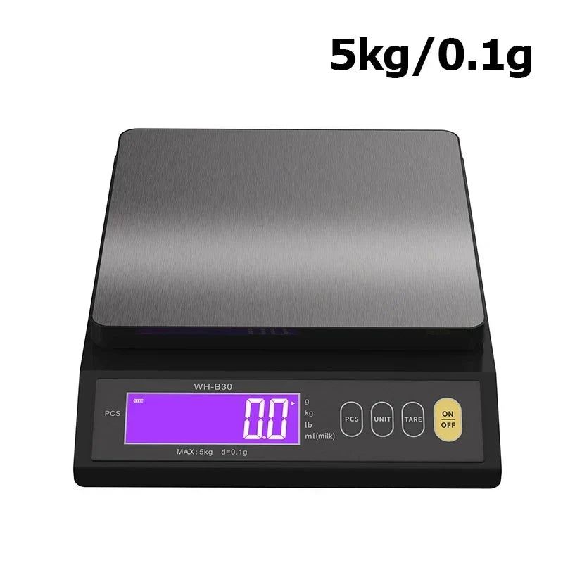 Digitale Elektronische Keukenweegschaal 5 kg/0,1 g en 10 kg/1 g, met Lcd-scherm, Volledig Waterdicht Roestvrijstalen Weeginstrument voor Bakkers