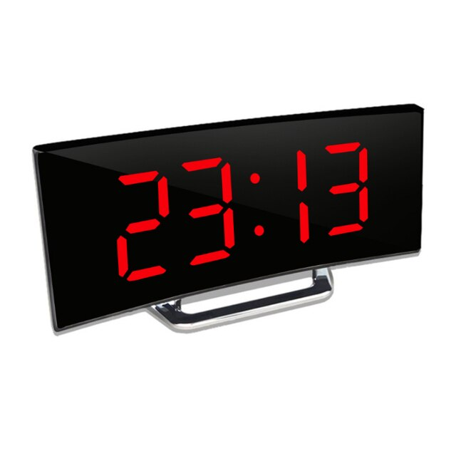 Digitale klok | LED spiegelwekker | Automatisch dimbaar en verblindingsvrij | Gebogen klok
