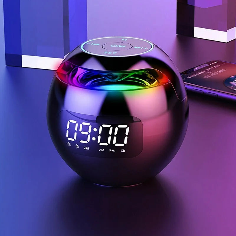 Digitale LED-wekker met bluetooth-speaker en kleurrijk nachtlampje – Bewegingssensor, oplaadbaar, 5W geluid