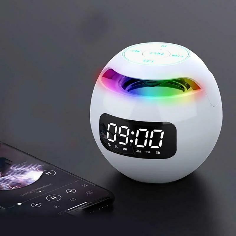 Digitale LED-wekker met bluetooth-speaker en kleurrijk nachtlampje – Bewegingssensor, oplaadbaar, 5W geluid