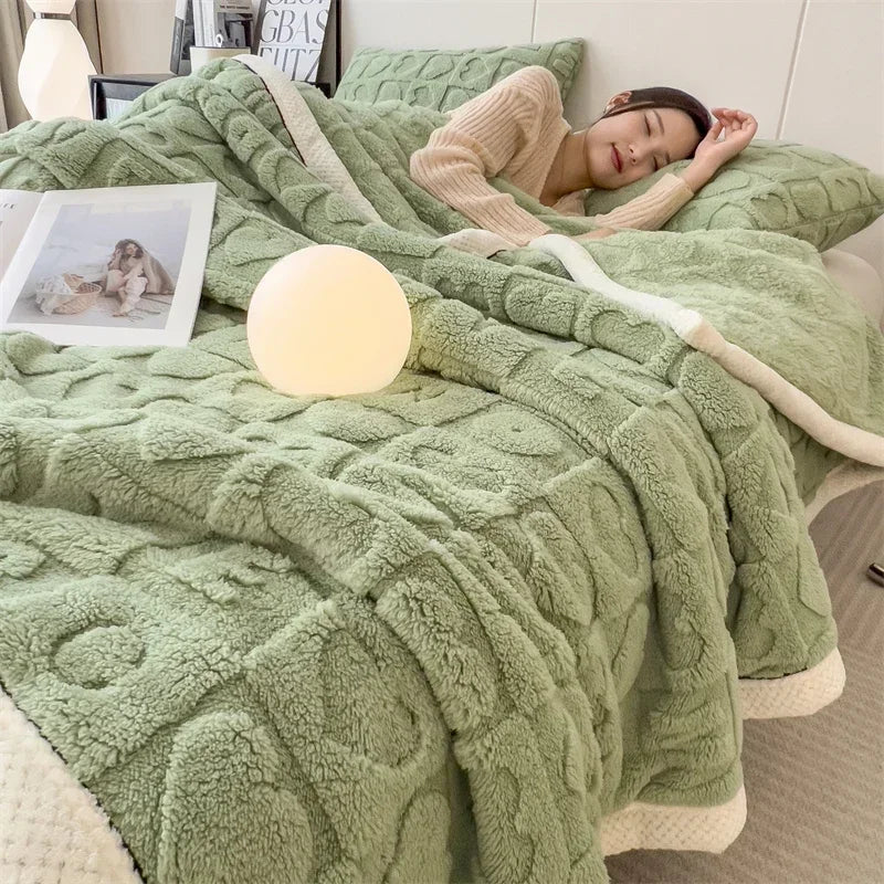 Dikke fleece deken met hartenpatroon
