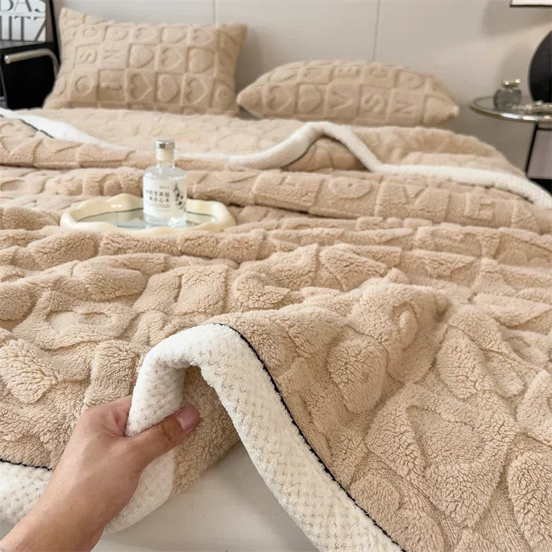 Dikke fleece deken met hartenpatroon