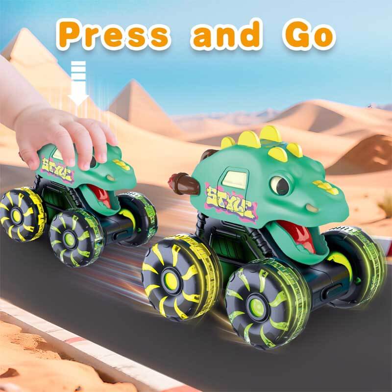 Dinosaurus monstertruck speelgoed met led-wielen voor kinderen