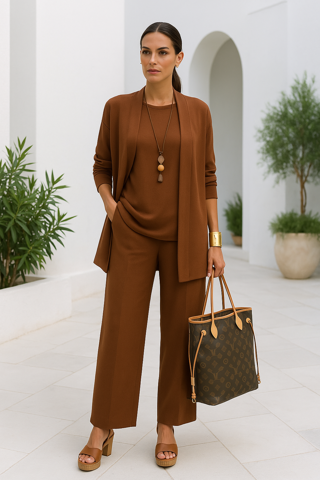 Driedelige dames-set met broek in comfortabel design