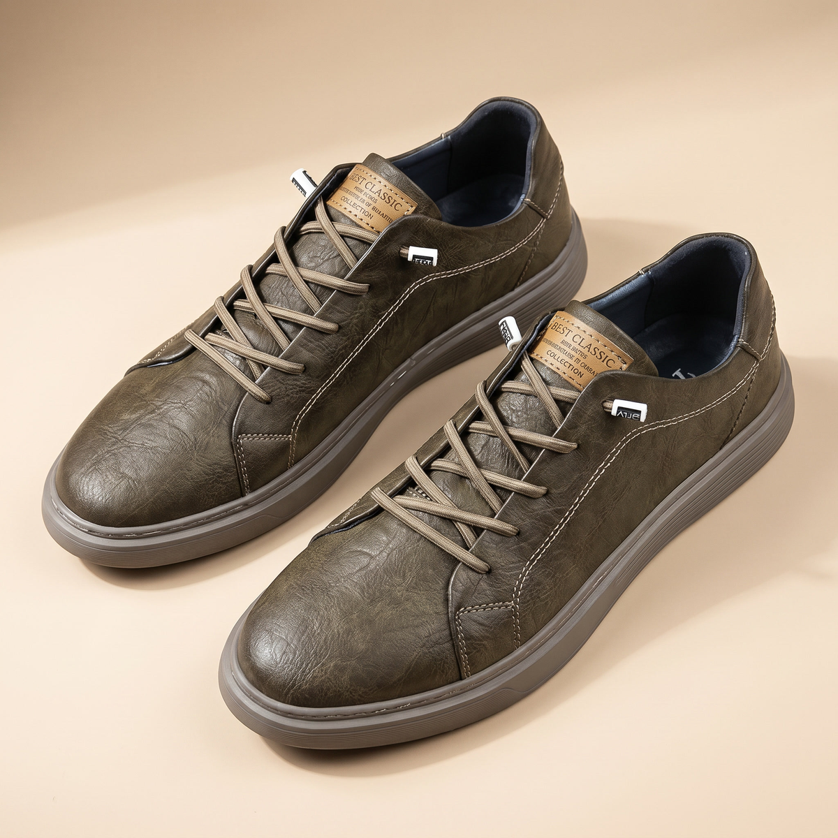 Echt leren herensneakers | Schokdempende en lichte casual schoenen