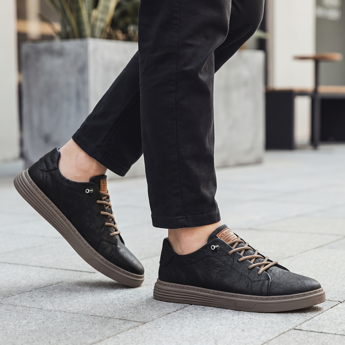 Echt leren herensneakers | Schokdempende en lichte casual schoenen