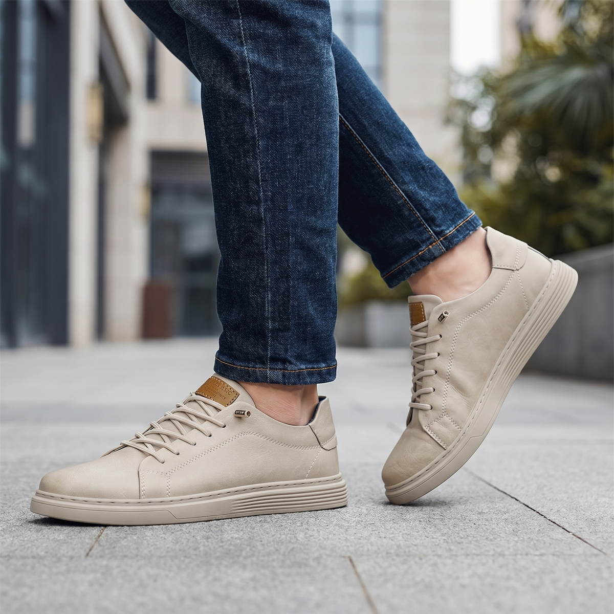 Echt leren herensneakers | Schokdempende en lichte casual schoenen