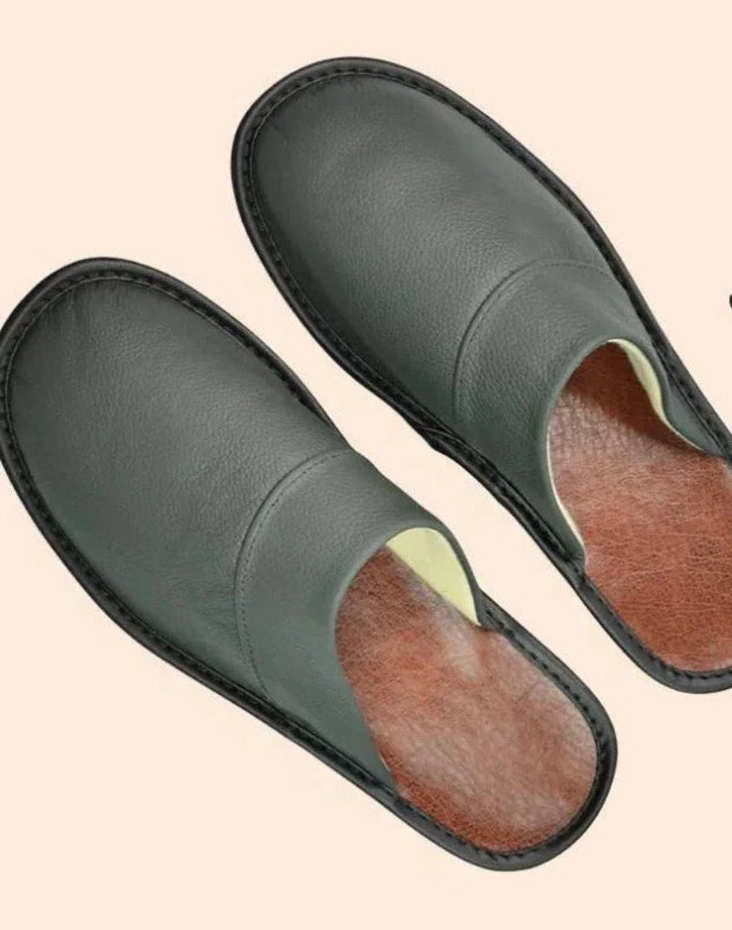 Echt leren pantoffels – Antislip en comfortabel