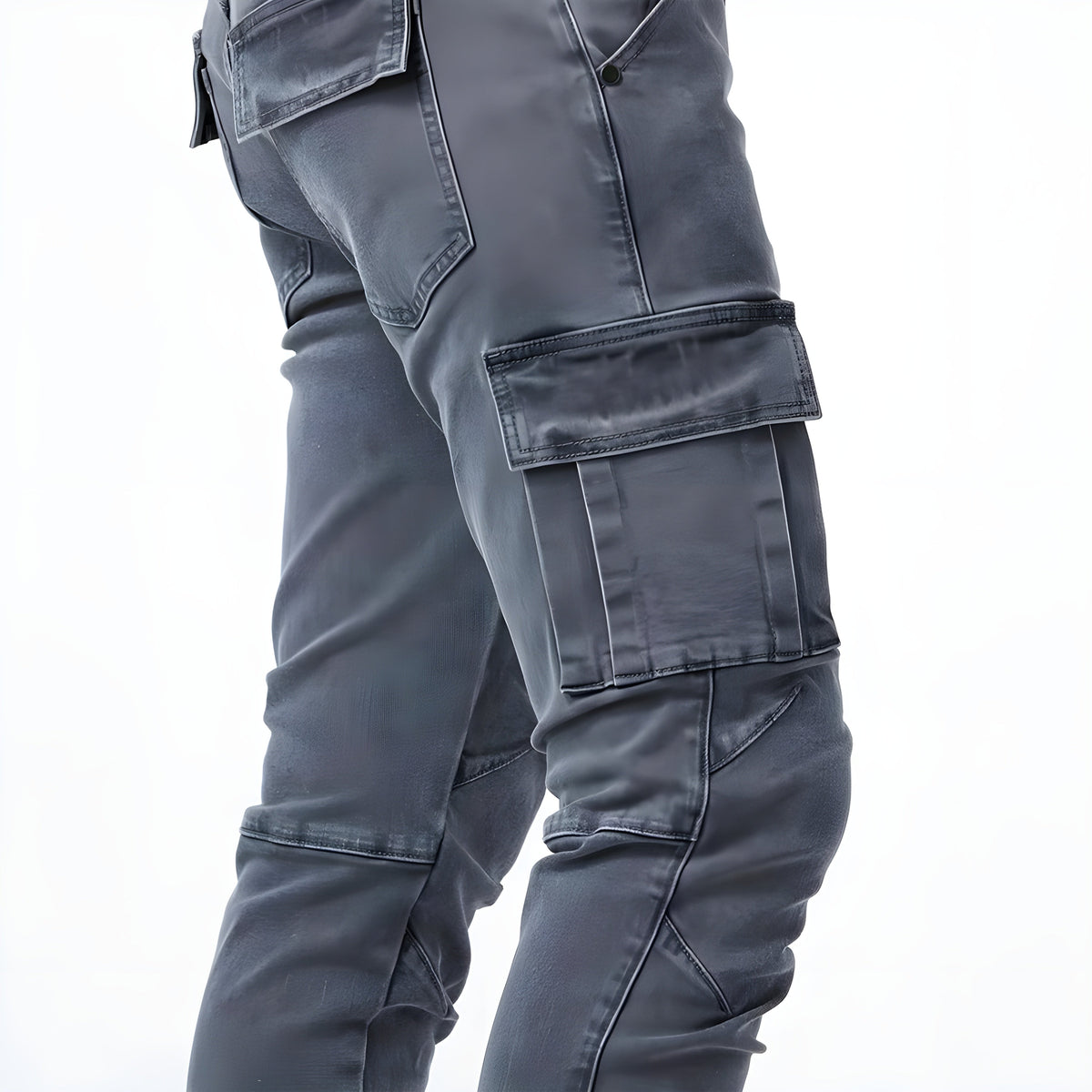 Elastische denim cargobroek