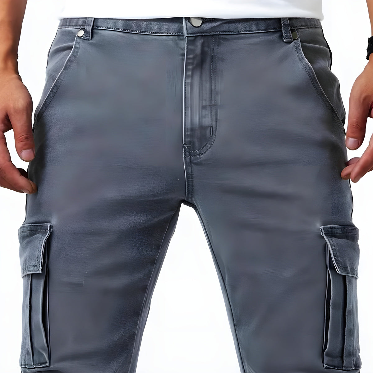 Elastische denim cargobroek
