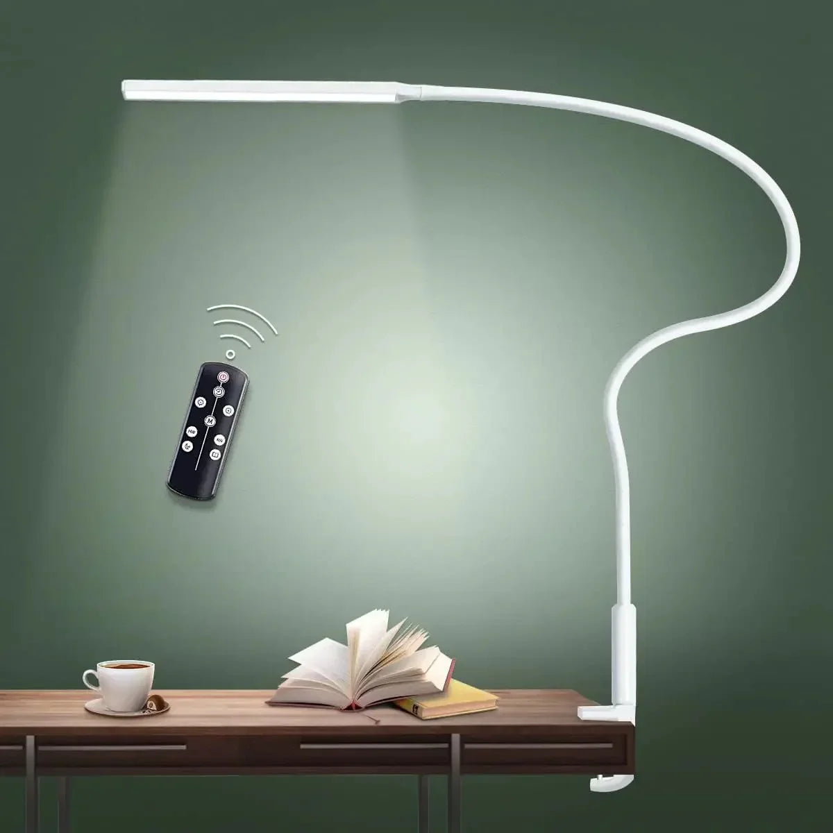 Elegante bureaulamp met flexibele arm, USB-voeding en zilverkleurige afwerking
