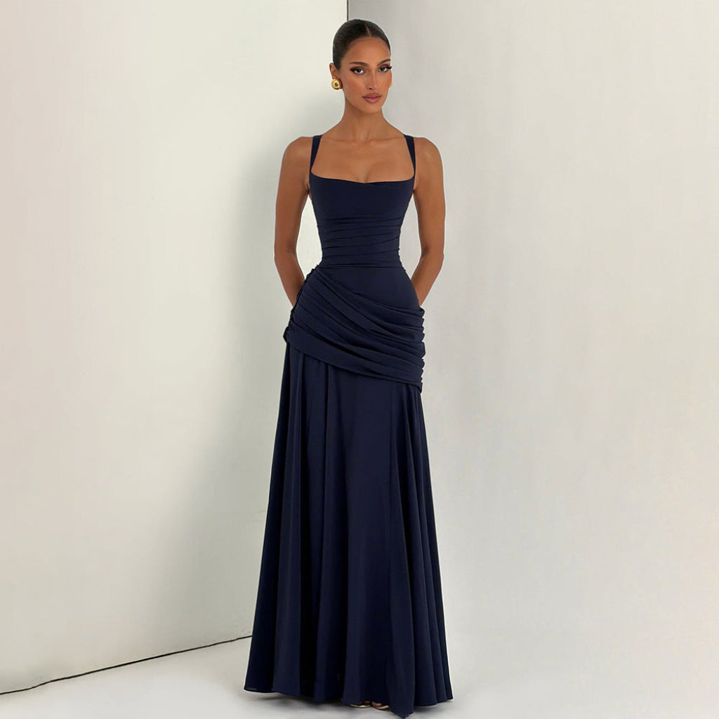 Elegante, effen figuuraccentuerende jurk voor dames