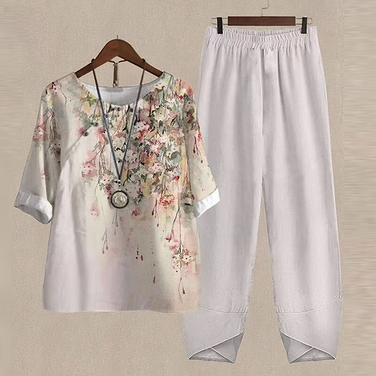 Elegante en Comfortabele Tweedelige Set met Bloemenprint