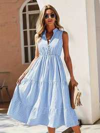 Elegante gestreepte mouwloze zomerjurk