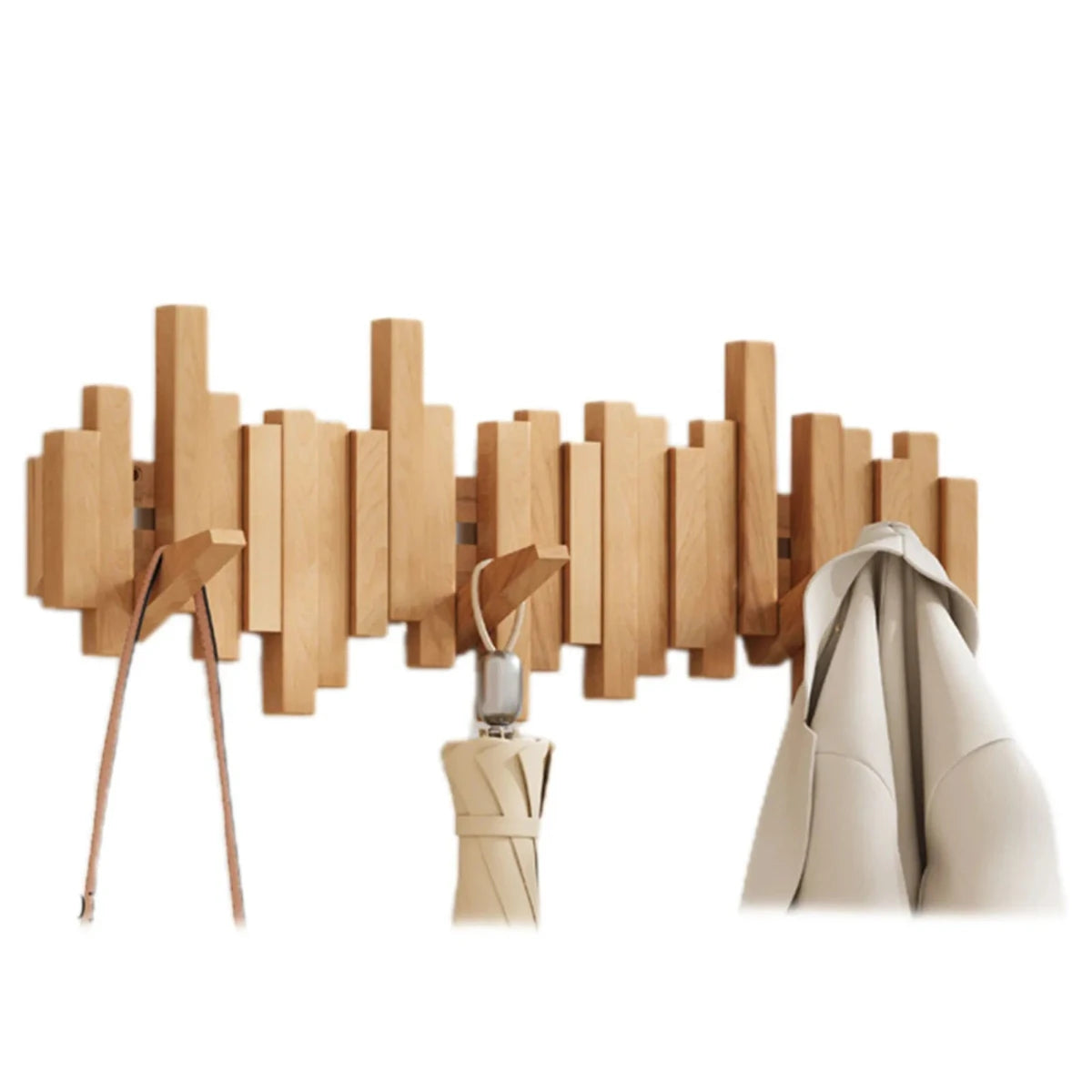 Elegante houten kapstok in pianostijl - Walnoot & beuken