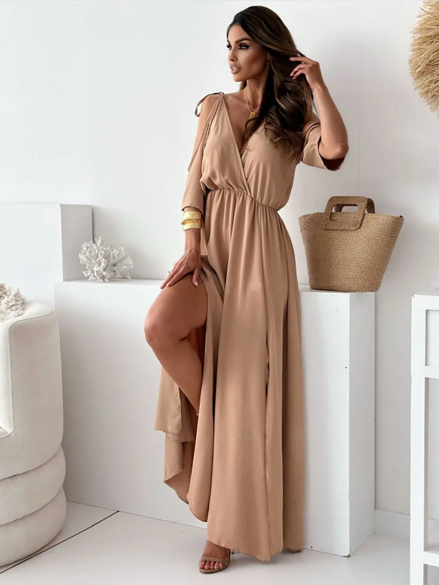 Elegante maxi-jurk met blote schouders