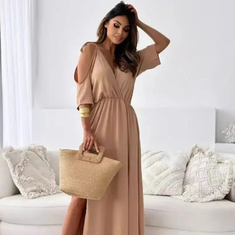 Elegante maxi-jurk met blote schouders
