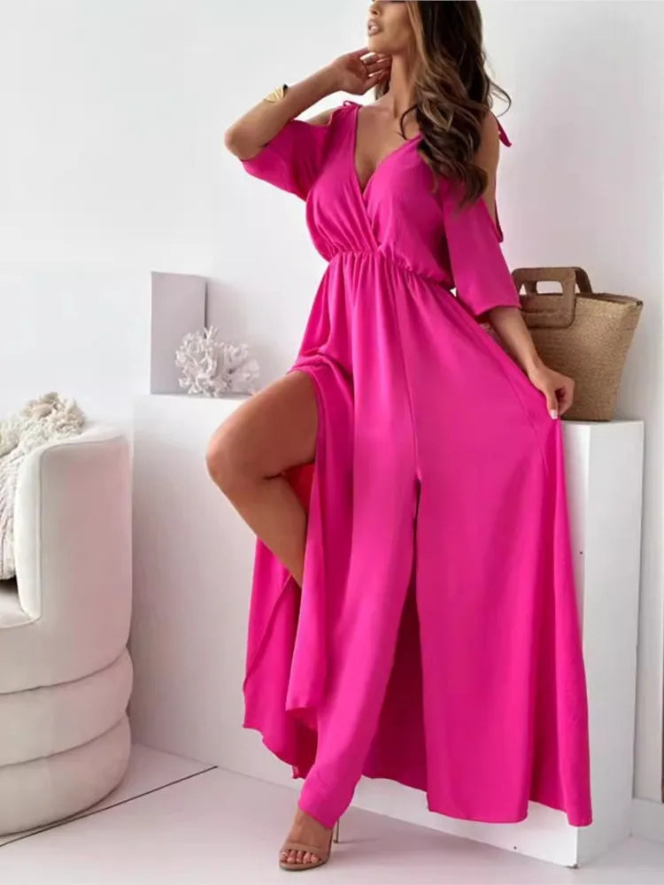 Elegante maxi-jurk met blote schouders