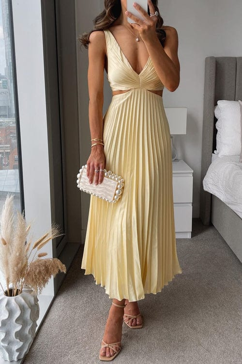 Elegante plissé midi-jurk