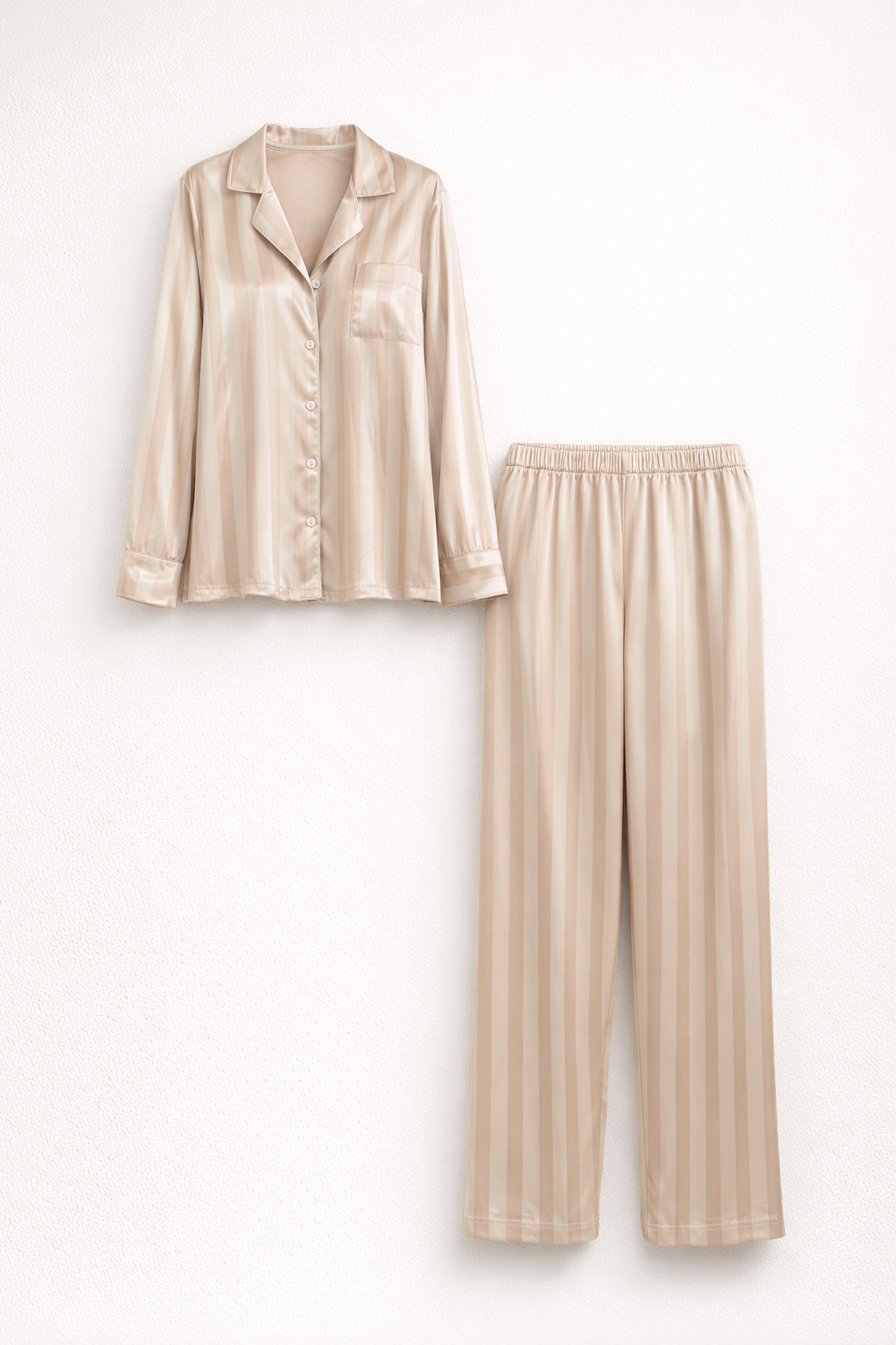 Elegante satijnen dames set met top en lange broek