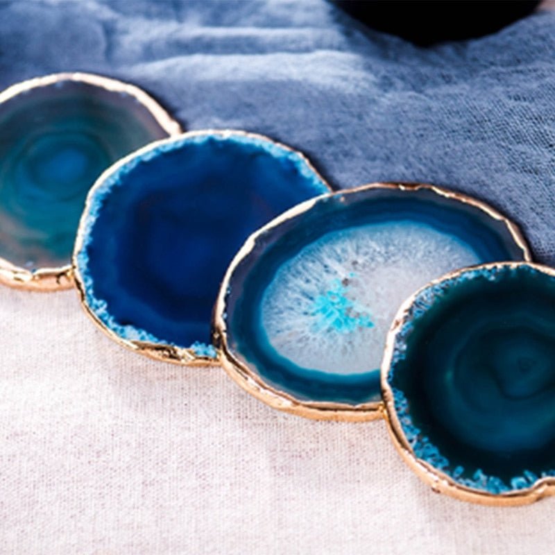 Elegante set van blauwe agaten onderzetters voor het interieur