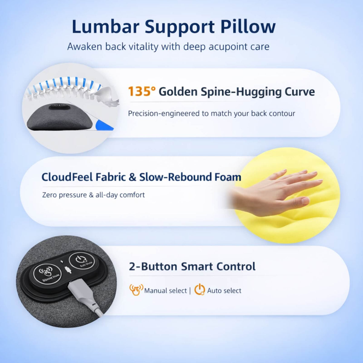 Elektrisch 3-in-1 rugmassageapparaat met warmtefunctie, vibratie en lendensteun – voor thuis en op kantoor