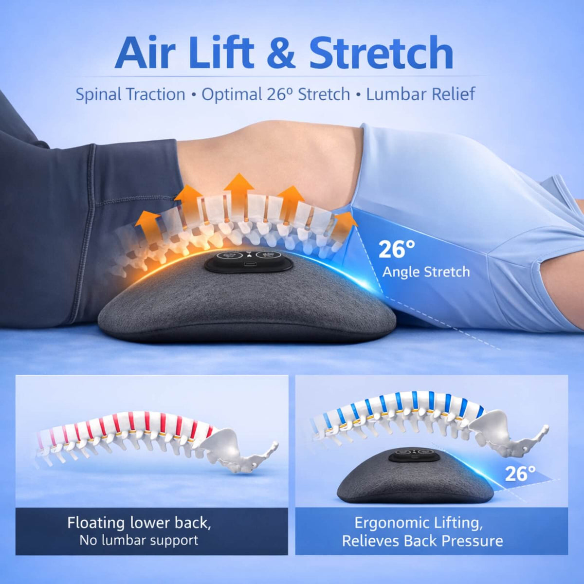 Elektrisch 3-in-1 rugmassageapparaat met warmtefunctie, vibratie en lendensteun – voor thuis en op kantoor