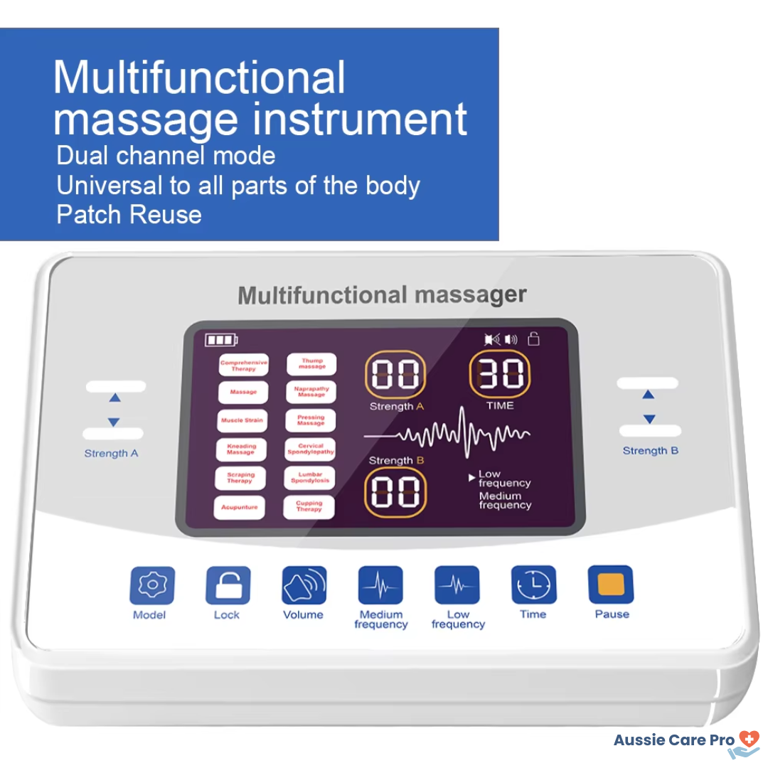 Elektrisch TENS EMS impuls-massageapparaat – 12 modi, spierelektrostimulator voor pijnverlichting