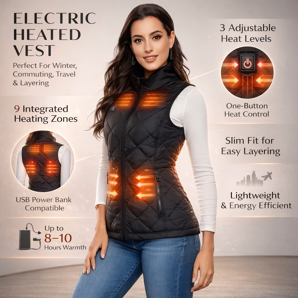Elektrisch verwarmde damesbodywarmer voor de winter en outdoor