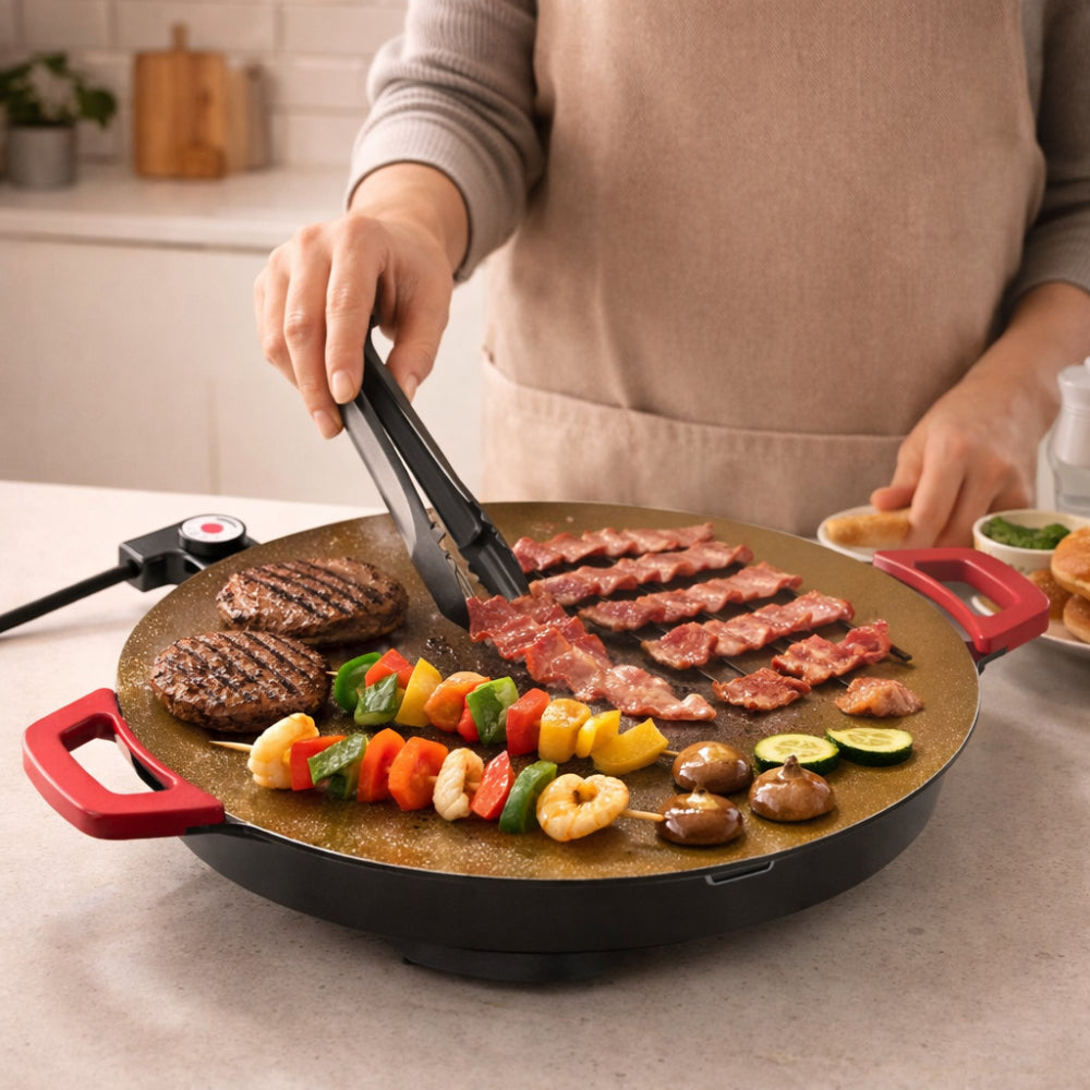 Elektrische rookvrije gietijzeren tafelgrillpan