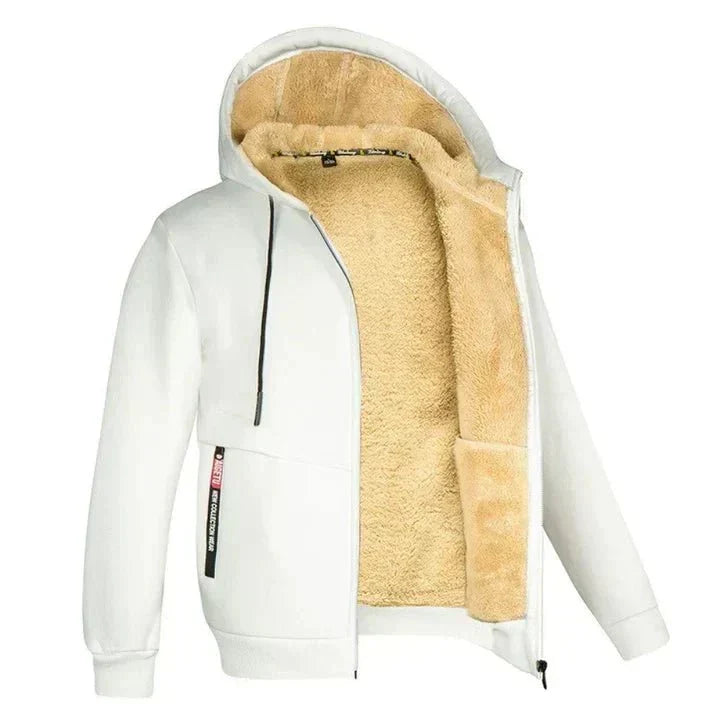Fleece vest met capuchon en ritssluiting