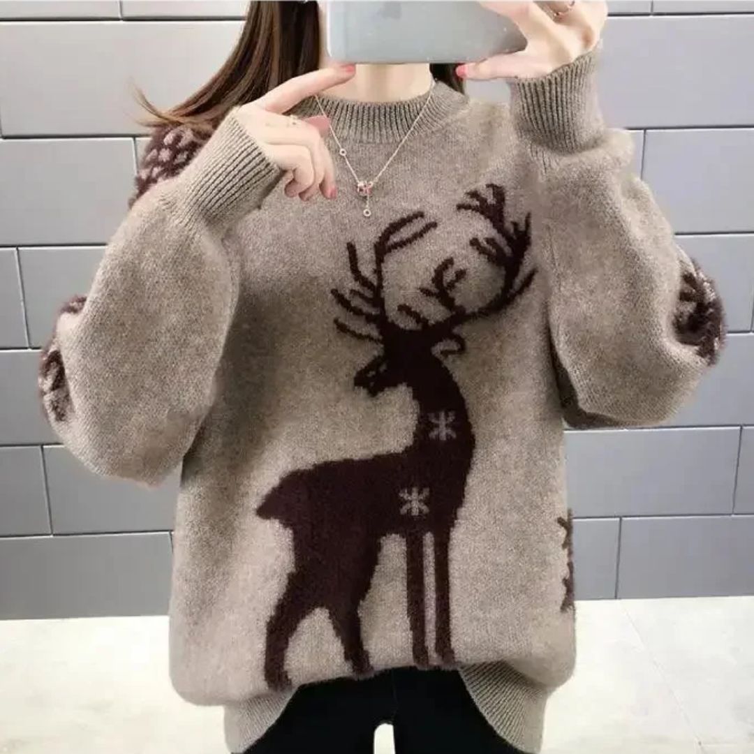 Foute kersttrui voor dames – Losvallende trui met feestelijke kerstprint, comfortabel & stijlvol
