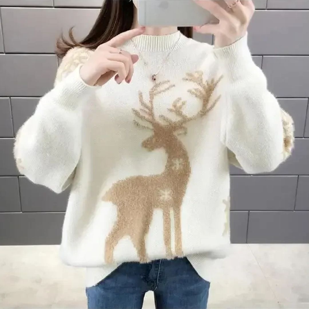 Foute kersttrui voor dames – Losvallende trui met feestelijke kerstprint, comfortabel & stijlvol