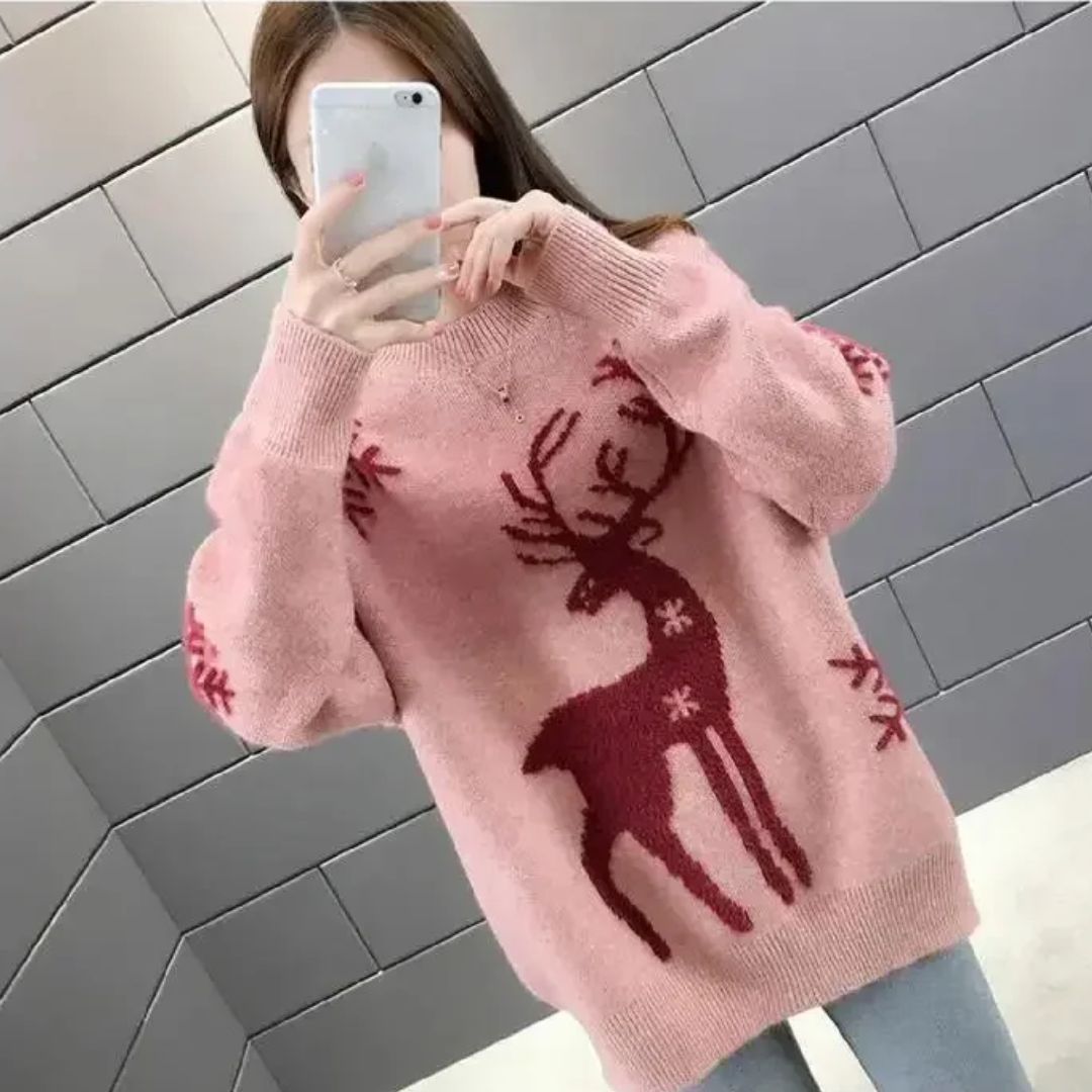 Foute kersttrui voor dames – Losvallende trui met feestelijke kerstprint, comfortabel & stijlvol