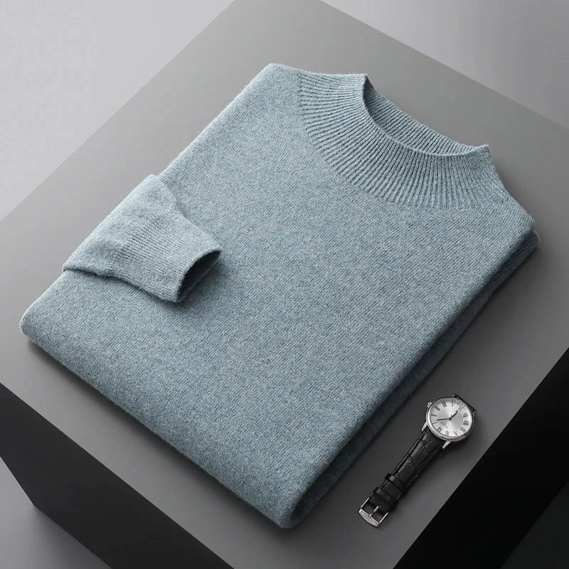 Gebreide herenpullover met opstaande kraag