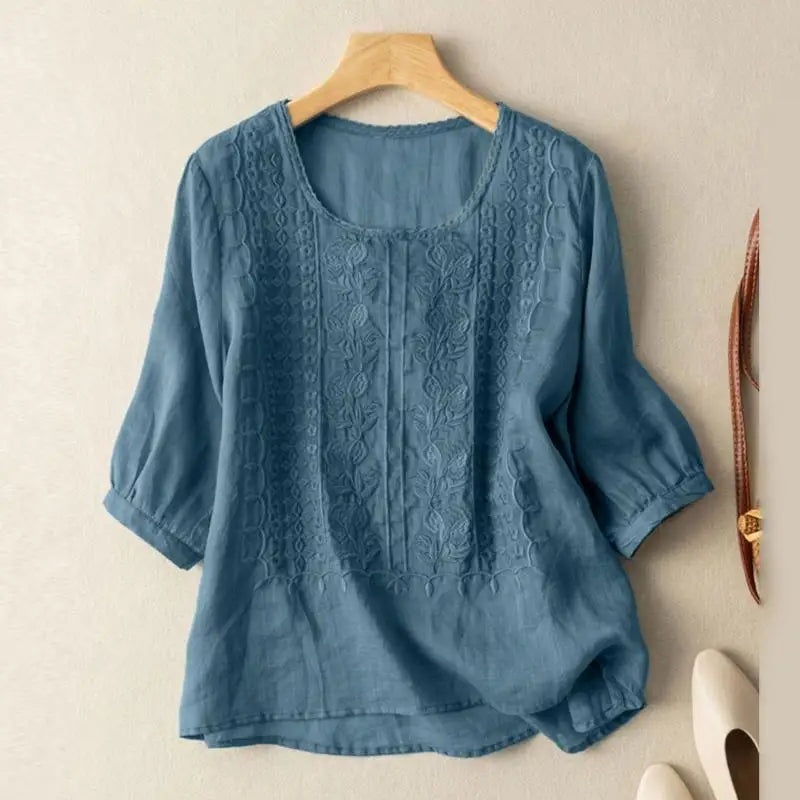 Geborduurde damesblouse in losse pasvorm