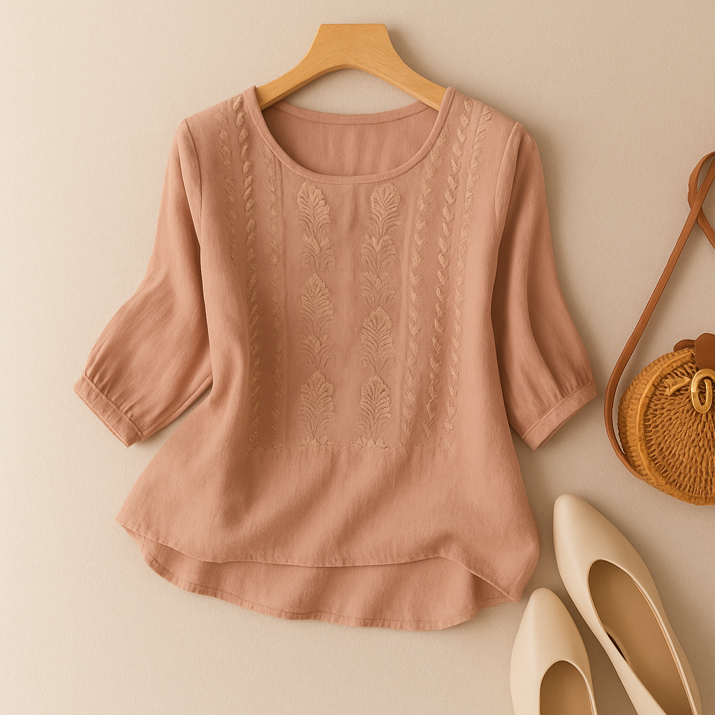 Geborduurde damesblouse in losse pasvorm